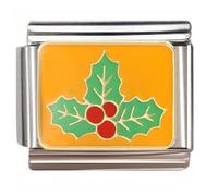NOOFNO Christmas Italian Bracelet Charms for Women, fit 9mm Italian Charm Bracelet, Christmas Holly Berries