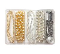 NOOFNO DIY Beaded Apple Watch Band Kit, Bling 60-inch Imitation Pearl Charm Bracelet, 5 Connectors, Multi-Coloured