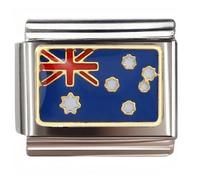 NOOFNO Italian Bracelet Charm,9mm,Australian Flag Emblem,Color > Blue