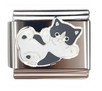 NOOFNO Italian Bracelet Charm,9mm,Black and White Cartoon Cat,Animal & Insect > Cat