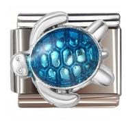 NOOFNO Italian Bracelet Charm,9mm,Blue Hexagonal Shell Sea Turtle,Travel & Scenery > Beach