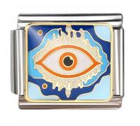 NOOFNO Italian Bracelet Charm,9mm,Blue-Orange Ornamental Evil Eye,Nature & Mystique > The Devil's Eye