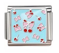 NOOFNO Italian Bracelet Charm,9mm,Cherry Butterfly Shapes Pattern,Food > Cherry