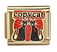 NOOFNO Italian Bracelet Charm,9mm,Copycat Two Black Cats,Animal & Insect > Cat