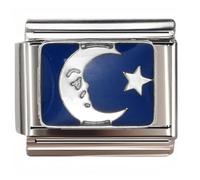 NOOFNO Italian Bracelet Charm,9mm,Crescent Moon &; Star Design,Color > Blue