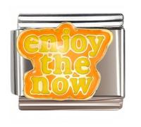 NOOFNO Italian Bracelet Charm,9mm,Enjoy the Now Retro Text,Sentiments & Affections > Expression