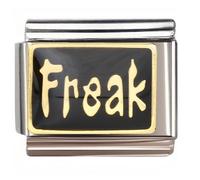 NOOFNO Italian Bracelet Charm,9mm,Freak Artistic Golden Text,Sentiments & Affections > Expression