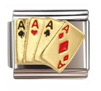 NOOFNO Italian Bracelet Charm,9mm,Golden Four Aces,Entertainment & Leisure > Poker