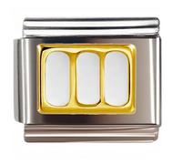 NOOFNO Italian Bracelet Charm,9mm,Golden Triple Oval Frame,Starter > Shape