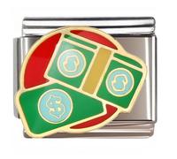 NOOFNO Italian Bracelet Charm,9mm,Green Dollar &; S Symbol Emblem,Entertainment & Leisure > Poker