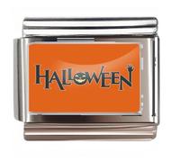 NOOFNO Italian Bracelet Charm,9mm,Halloween Pumpkin Hand Text,Holiday > Halloween