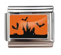 NOOFNO Italian Bracelet Charm,9mm,Haunted Castle &; Bats Halloween,Holiday > Halloween