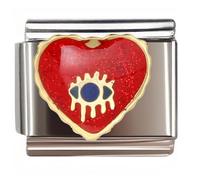 NOOFNO Italian Bracelet Charm,9mm,Heart Evil Eye Design,Nature & Mystique > The Devil's Eye