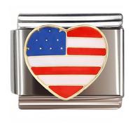 NOOFNO Italian Bracelet Charm,9mm,Heart Shaped American Flag,Country & Culture > USA