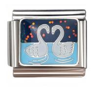 NOOFNO Italian Bracelet Charm,9mm,Heart - Shaped Swans,Color > Blue