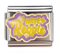 NOOFNO Italian Bracelet Charm,9mm,I Hate People Yellow Text Design,Sentiments & Affections > Expression