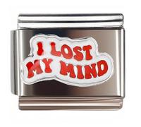 NOOFNO Italian Bracelet Charm,9mm,I Lost My Mind Typography Design,Sentiments & Affections > Expression