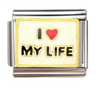 NOOFNO Italian Bracelet Charm,9mm,I Love My Life Heart,Sentiments & Affections > I love letter