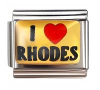 NOOFNO Italian Bracelet Charm,9mm,I Love Rhodes Heart,Sentiments & Affections > Love sentence