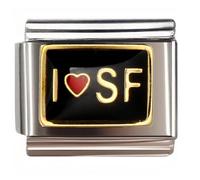 NOOFNO Italian Bracelet Charm,9mm,I Love SF Heart,Sentiments & Affections > I love letter