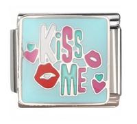 NOOFNO Italian Bracelet Charm,9mm,Kiss Me Lip &; Heart Design,Sentiments & Affections > Expression