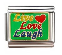 NOOFNO Italian Bracelet Charm,9mm,Live Love Laugh Heart Design,Sentiments & Affections > Love sentence