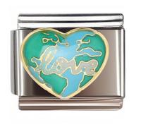 NOOFNO Italian Bracelet Charm,9mm,Love Earth Heart,Sentiments & Affections > Heart