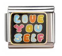 NOOFNO Italian Bracelet Charm,9mm,LOVE YOU SELF Colorful Typography,Sentiments & Affections > Expression