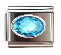 NOOFNO Italian Bracelet Charm,9mm,March,Birthday & Date > Birth Stone - Simple Ellipse