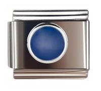 NOOFNO Italian Bracelet Charm,9mm,Navy Blue Round with Silver Frame,Starter > Shape