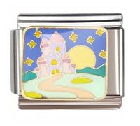 NOOFNO Italian Bracelet Charm,9mm,Pastel Castle Starry Night,Cartoon > Castle