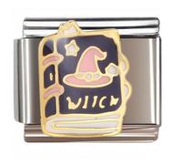 NOOFNO Italian Bracelet Charm,9mm,Pink Witch Hat Magic Book,Entertainment & Leisure > Poker