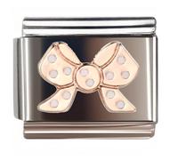 NOOFNO Italian Bracelet Charm,9mm,Polka Dot Rose Gold Bow,Sentiments & Affections > Friends