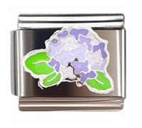 NOOFNO Italian Bracelet Charm,9mm,Purple Hydrangea Bloom,Color > Purple