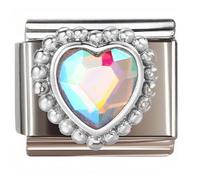 NOOFNO Italian Bracelet Charm,9mm,Rainbow Heart Beaded Zircon,Beauty & Manicure > Colored Zircon