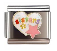 NOOFNO Italian Bracelet Charm,9mm,Rainbow Sisters Heart Star,Sentiments & Affections