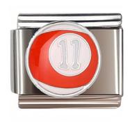 NOOFNO Italian Bracelet Charm,9mm,Red 11 Billiard Design,Entertainment & Leisure > Billiard Ball