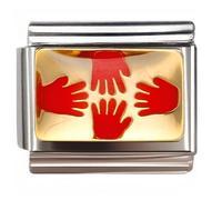 NOOFNO Italian Bracelet Charm,9mm,Red Hands Unity Design,Sentiments & Affections > Friends