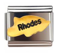 NOOFNO Italian Bracelet Charm,9mm,Rhodes Golden Leaf,Sentiments & Affections > Expression