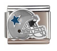 NOOFNO Italian Bracelet Charm,9mm,Silver Helmet with Blue Star,Entertainment & Leisure > American football Helmet
