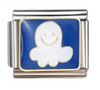 NOOFNO Italian Bracelet Charm,9mm,Smiling Ghost on Blue,Color > Blue