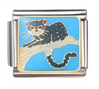 NOOFNO Italian Bracelet Charm,9mm,Stylized Black Panther on Branch,Animal & Insect > Pets