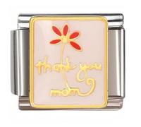 NOOFNO Italian Bracelet Charm,9mm,Thank You Mom Red Flower,Sentiments & Affections > I love letter