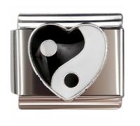 NOOFNO Italian Bracelet Charm,9mm,Yin Yang Heart Design,Sentiments & Affections > Colorful Heart