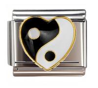 NOOFNO Italian Bracelet Charm,9mm,Yin Yang Heart,Sentiments & Affections > Colorful Heart