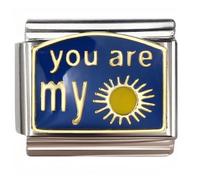 NOOFNO Italian Bracelet Charm,9mm,You Are My Sun Design,Color > Blue