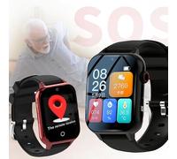 NOOGRRFA Fall Detection Watch for Seniors,1.83'' 4G Senior Smart Watch,SOS Emergency Alert,GPS Tracker,Two-Way Calling,SIM Support,Multiple Languages,for Elderly Safety Black
