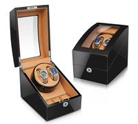 NOOGRRFA High End Watch Winder,2 Epitopes 3 Storage Sites,4 Modes Rotation,Piano Paint Process,120° Flip Cover,2 Power Supply,Pu Leather,10db Super Quiet Motor,Strong Compatibility A