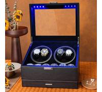 NOOGRRFA High End Watch Winder,4+6 Epitope,With Jewelry Storage Box,Blue Led Light,5 Rotation Mode,Usb Powered,Removable Pillow,Quiet Motor,For Man/Woman's Watches A