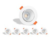 NOOKLOOK 6X Adjustable Recessed Spot Lights Downlights for Ceiling,7W,ABS | Dimmable Warm White with GU10 Bulbs,IP44 Waterproof,Adjustable Beam Angle,70-80mm Cut Out,For Kitchen Living Room Lighting